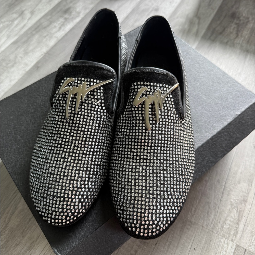 Giuseppe Zanotti Silver Studded Loafers